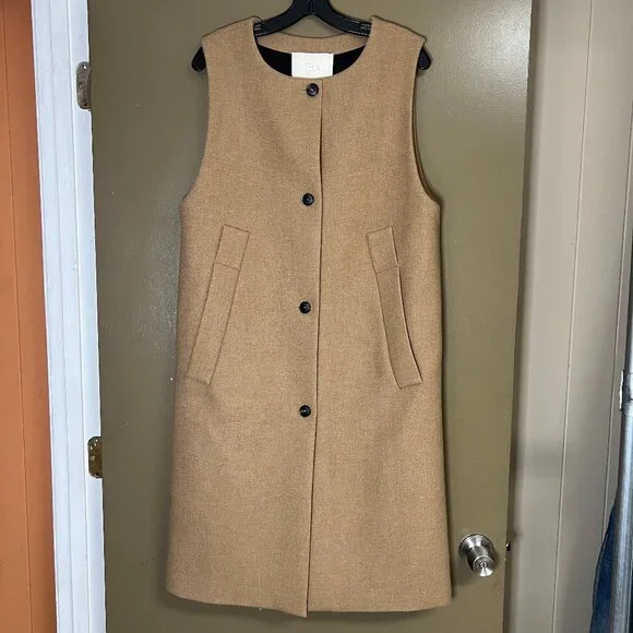 Tela Bimba Single Breasted Coat in Beige